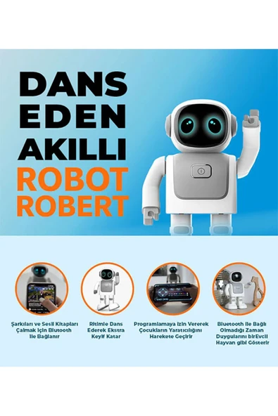 QPRİNT TONER COMPATİBLE TONER DANS ROBOTU ROBERT RS01 EĞLENCELİ ÖĞRETİCİ OYUN ARKADAŞI BLUETOOTH HOPARLÖR - 2