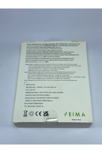 EİMA Eima 65 Watt ÜÇLÜ SÜPER HIZLI ŞARJ CİHAZI - Resim 2