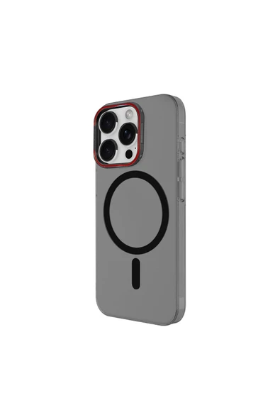 Mopal İphone 15 Pro Uyumlu Metal Mıknatıslı Standlı Magsafe Ultra Ince Sert Paris Silikon Kılıf