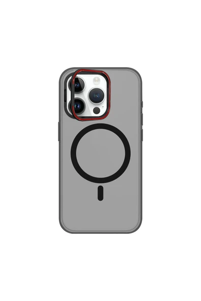 Mopal İphone 15 Pro Uyumlu Metal Mıknatıslı Standlı Magsafe Ultra Ince Sert Paris Silikon Kılıf - 3