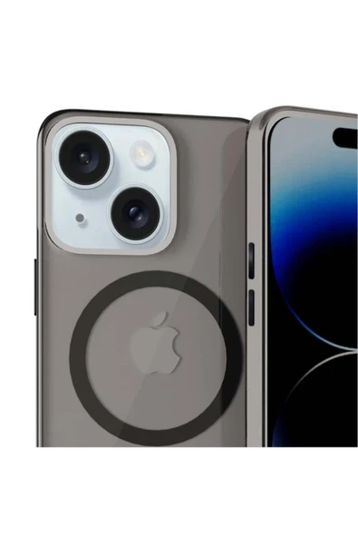 Mopal İphone 15 Uyumlu Metal Mıknatıslı Stant Magsafe Özellikli Ultra Ince Sert Paris Silikon Kılıf - 3
