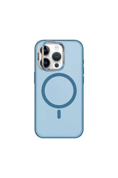 Mopal İphone 15 Pro Max Uyumlu Metal Mıknatıslı Standlı Magsafe Ince Sert Paris Silikon Kılıf - 3