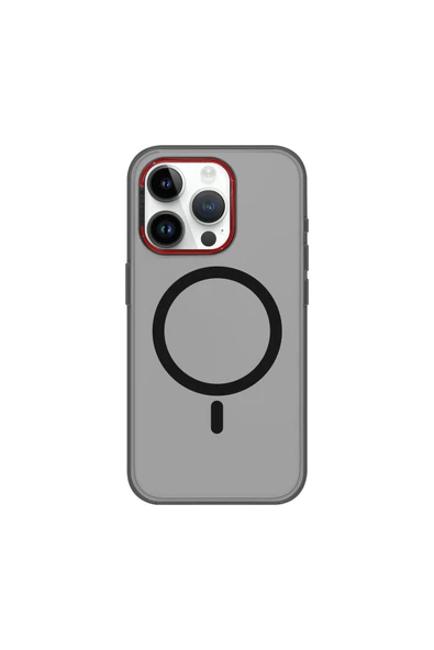 Mopal İphone 15 Pro Uyumlu Metal Mıknatıslı Standlı Magsafe Ultra Ince Sert Paris Silikon Kılıf - 2