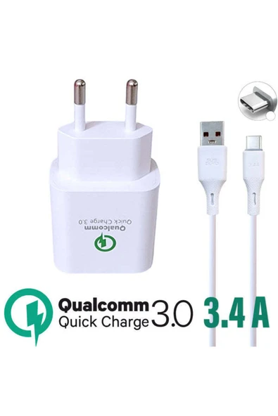 Subzero Realme Narzo20 Uyumlu 18W 3.4A Qualcomm Turbo Hızlı Type-C Şarj Aleti (Orginal Subzero) - 3