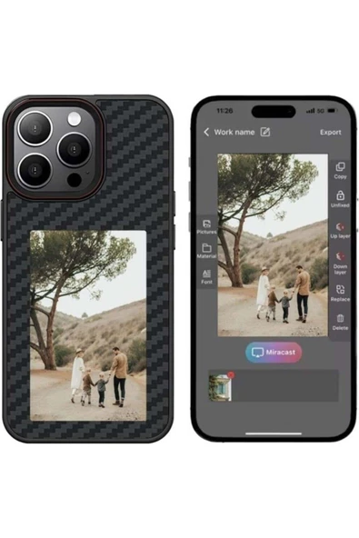 Mopal İphone 15 ProMax Uyumlu Nfc FotoğrafResim Yansıtmalı Kişiselleştirilebilir Insta Silikon Kılıf - Resim 3