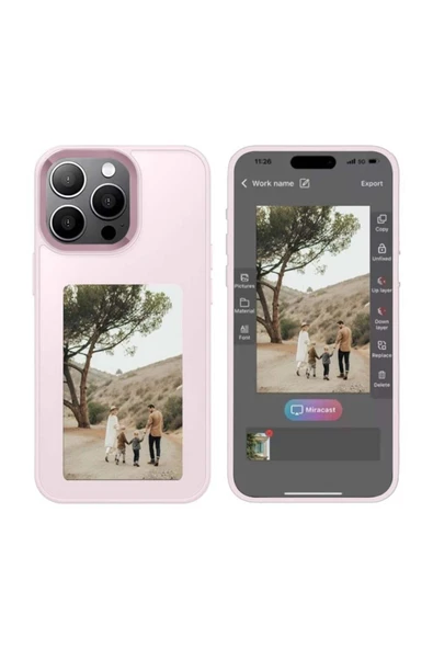 Mopal İphone 15 Pro Max Uyumlu Nfc Fotoğraf Yansıtmalı Kişiselleştirilebilir Insta Silikon Kılıf - Resim 3