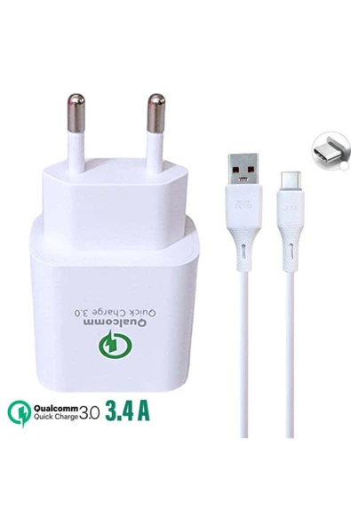 Subzero Oppo_A57 Uyumlu 18W 3.4A Qualcomm Turbo Hızlı Type-C Şarj Aleti (Orginal Subzero) - 2