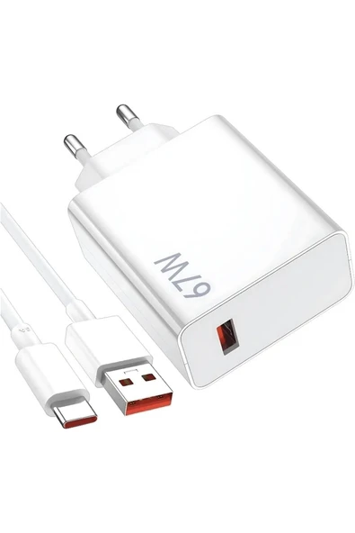 Türker Vivo Y27s Uyumlu Şarj Aleti Type-C 67W Turbo Hızlı Şarj Cihazı + Kablo - Resim 3