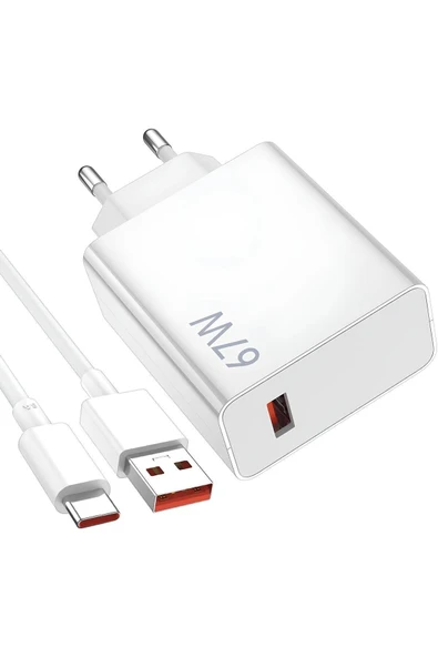 Andone Kaliteli Type-C 67w (WATT) Ultra Hızlı Tüm Type-C Telefonlara Uyumlu Şarj Aleti Adaptör Kablo Set ürün görseli