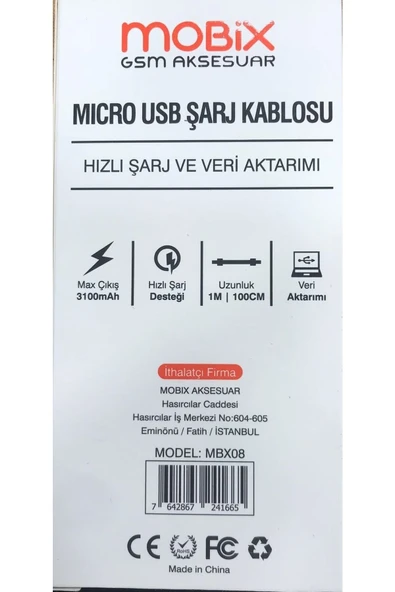 mbx Mobix Micro Usb Kablo - Resim 2