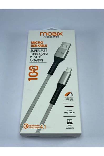 MOBİX Mobix MİCRO USB Kablo Super Hızlı Turbo Şarj ve Veri Aktarımı ürün görseli