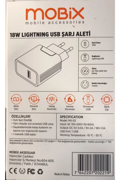 mbx 18 W Hızlı Lıghtnıng Usb Şarj Aleti - Resim 2