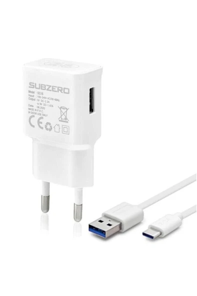 Subzero Type-c 2.4 Amper Hızlı Şarj Özellikli 1 Mt. Kablolu Ev Tipi Hızlı Şarj (sg16) ürün görseli 1