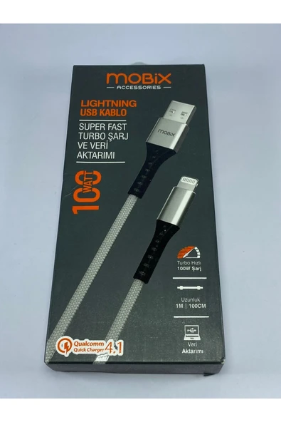 MOBİX Mobix Lightning USB Kablo Super Hızlı Turbo Şarj ve Veri Aktarımı ürün görseli
