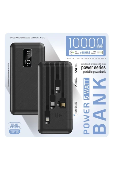 Subzero POWERBANK 10.000Mah PR120 STANDLI 3 in 1