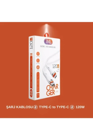 Subzero Oppo_Reno8T Uyumlu 120 W ( Saliseli ) Pd Type-C Hızlı Şarj Data Kablosu 1mt ( Orginal Subzero ) - Resim 3