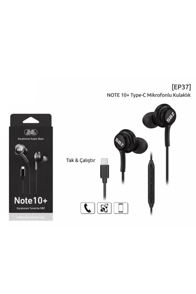 Subzero EP37 Note10+ Tak Çalıştır Type-C Girişli Kulaklık Ori-Tech