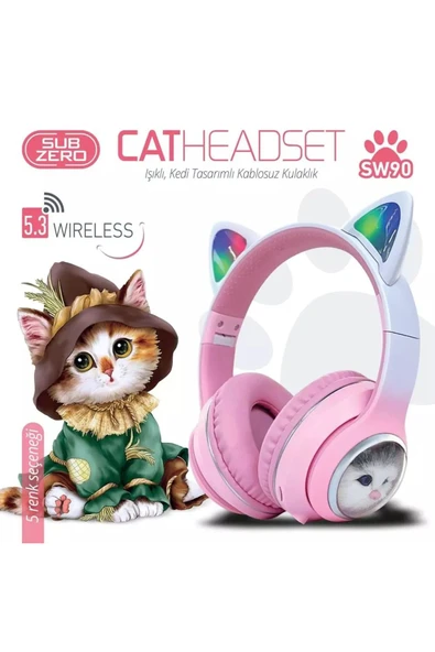 Subzero SW90 Bluetooth Renkli Kedi Kulaklık