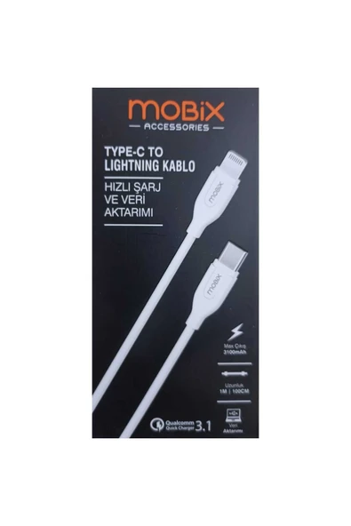MOBİX Mobix 3.1A Qualcomm Type-C to Lightning Hızlı Şarj Ve Data Kablosu 1M (Mobix Türkiye Garantili) ürün görseli