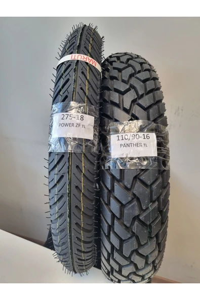 MARUTİ TYRES Set 2.75-18 Power Zp(TL) Ve 110/90-16 Panther(TL) Ön/arka Takım