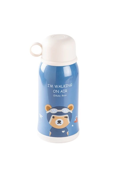 KAKE MAVİ AYICIK DESENLİ ÇİFT KAPAKLI ÇOCUK TERMOSU 600ML - 2