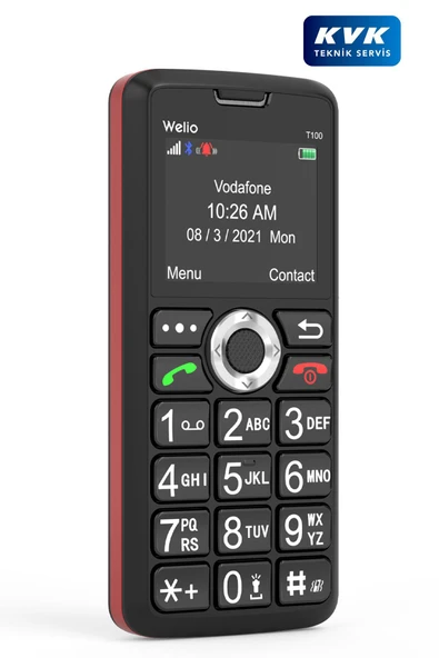 Welio Wkey T100 Tuşlu Cep Telefonu Kamerasız Asker Telefonu Yaşlı Cep Telefonu (KVK GARANTİLİ) Kırmızı