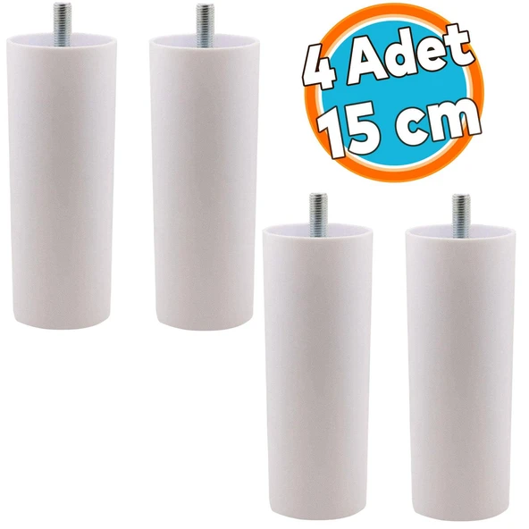 Gizli Mobilya Kanepe Sehpa TV Ünitesi Koltuk İnce Diş Orta Destek Ayağı 15 cm Beyaz Baza Ayak 4 Adet ürün görseli