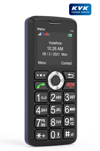 Welio Wkey T100 Tuşlu Cep Telefonu Kamerasız Asker Telefonu Yaşlı Cep Telefonu (KVK GARANTİLİ) Siyah/mavi