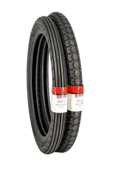 RALCO TYRES Cup Motor Lastik takımı 275-17 ve 250-17 TT (TUBETYPE - İÇ LASTİKLİ TİP) ön ve arka ürün görseli