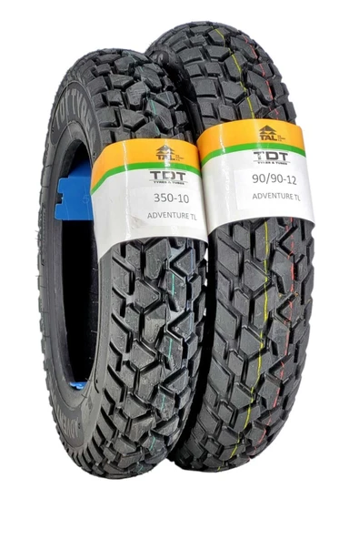 TDT TYRES 350-10 VE 90/90-12 MOTOSİKLET LASTİĞİ TL (TUBELESS - DUBLEKS)
