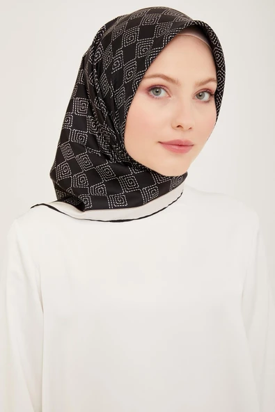Twill Ipek Eşarp - 4003-82 Siyah