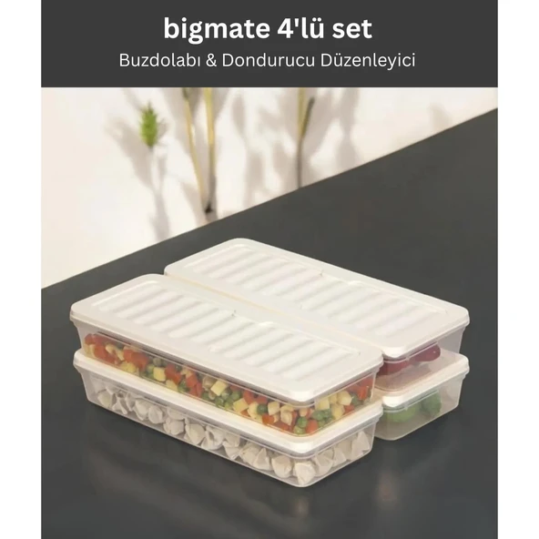 bigmate 4'lü Şeffaf Saklama Kabı 4x1 Lt BGMT1515 Mikrodalga Buzdolabı ve Dondurucu Uyumlu Düzenleyici - 12