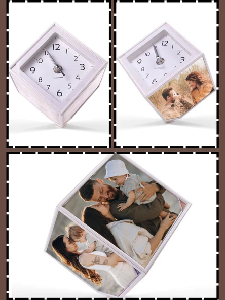 hareketli dönen küp resimli saat