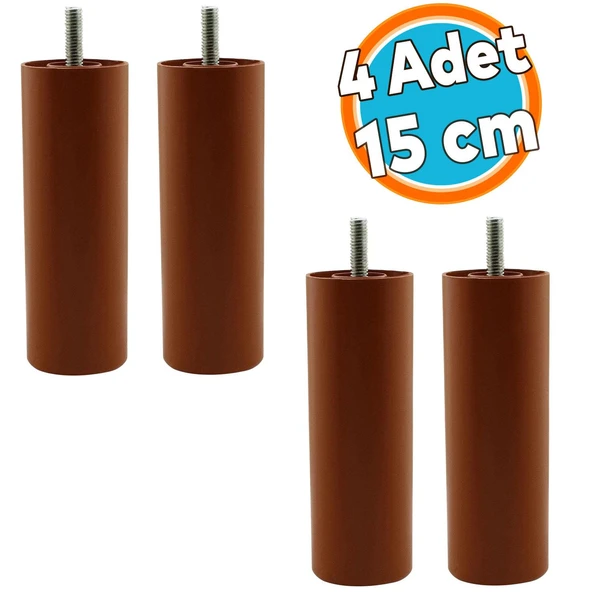 Mobilya Kanepe Sehpa TV Ünitesi Koltuk İnce Diş Orta Destek Ayağı 15 cm Kahverengi Baza Ayak 4 Adet ürün görseli