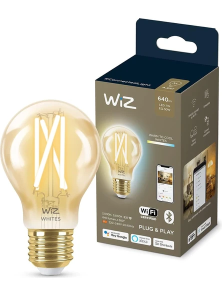 Wiz 50W Sarı-Beyaz Ambiyans E27 Akıllı Filament Ampul (A60)