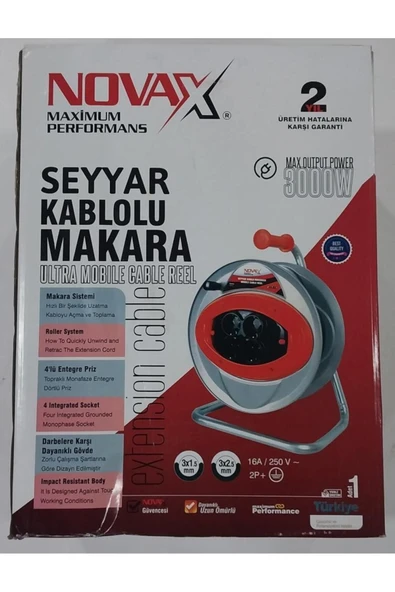 4lü Grup Makaralı Uzatma Kablo Plastik Gövdeli 3x2.5 40mt - 1