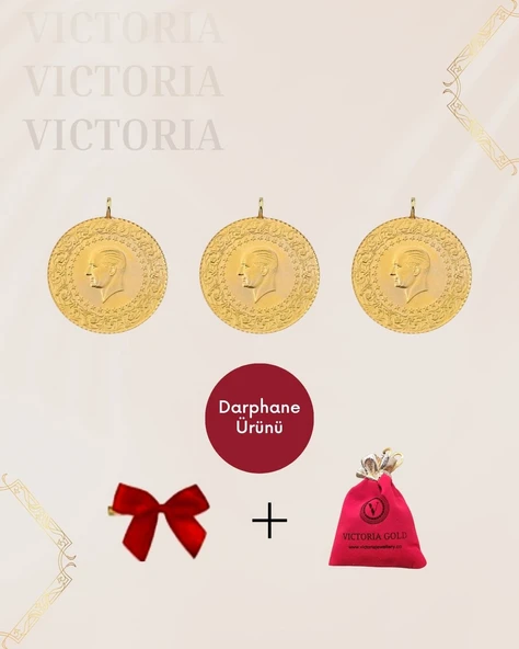 VICTORIA GOLD 3 Adet Yarım Altın -yeni Tarihli 2025 (KULPLU 22 AYAR)