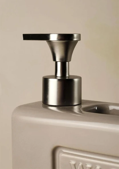 Ashley Taupe Porselen Sıvı Sabunluk - Sünger Hazneli Mutfak Sabunluğu - 750 ML - Resim 4