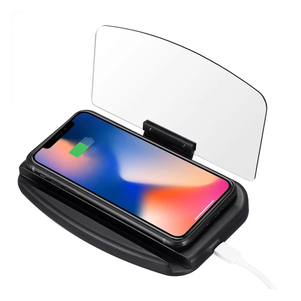 FR-425 Qi Kablosuz Şarjlı HUD Telefon Tutucu Navigasyon Araç Ekranı Yansıtmalı ve Şarj Standı