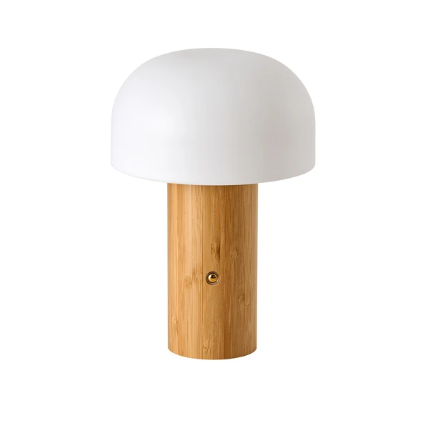 Apliqa Olwa Ahşap Detaylı Pilli Kablosuz Dokunmatik Şarjlı Led Mantar Abajur Masa Lambası ürün görseli