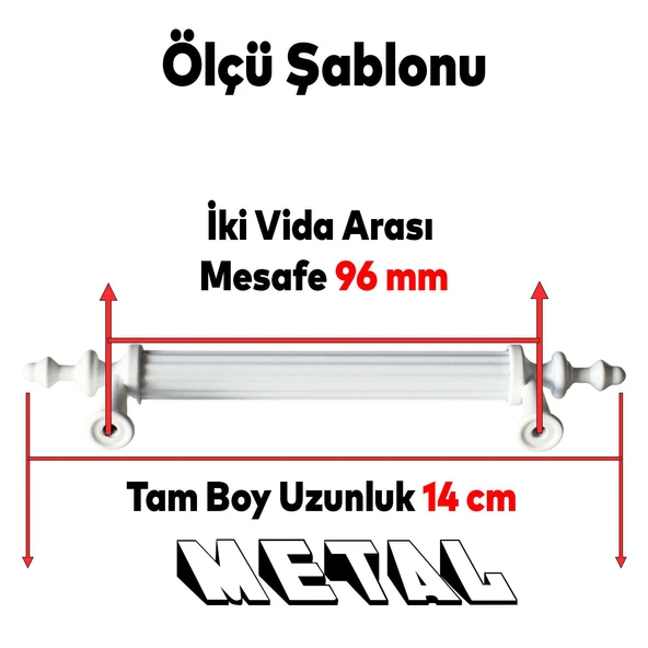 Erciyes Mobilya Mutfak Dolabı Çekmece Dolap Kapak Kulpu Kulbu Beyaz (96 MM-9.6 CM) Metal Kulpları - 2