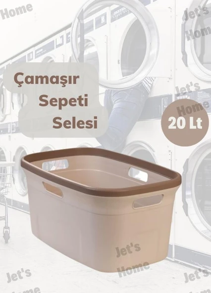 Çamaşır Selesi Dayanıklı Çamaşır Sepeti Krem Bej 20 Litre