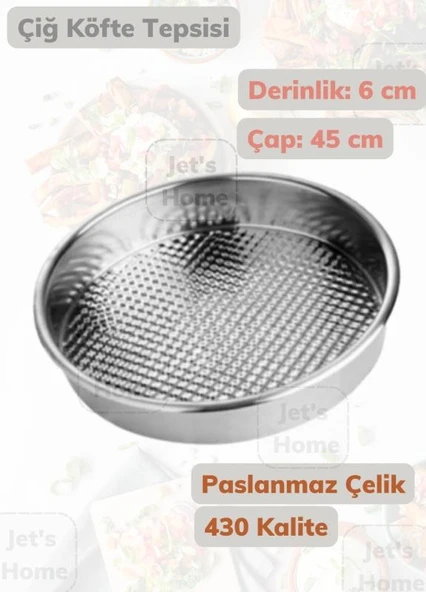 Çiğ Köfte Tepsisi 45 cm Paslanmaz Çelik