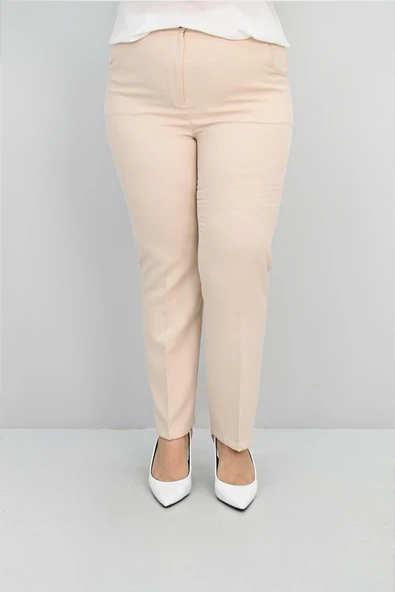 Kadın Büyük Beden Yüksek Bel Kumaş Pantolon 0036-25 - 10