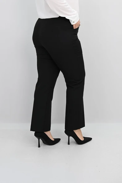 Kadın Büyük Beden Yüksek Bel Kumaş Pantolon 0036-25 - 5