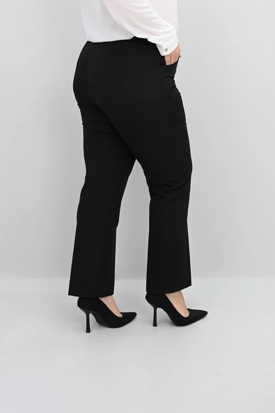 Kadın Büyük Beden Yüksek Bel Kumaş Pantolon 0036-25 - 5