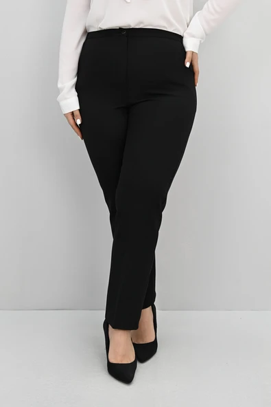 Kadın Büyük Beden Yüksek Bel Kumaş Pantolon 0036-25 - 7