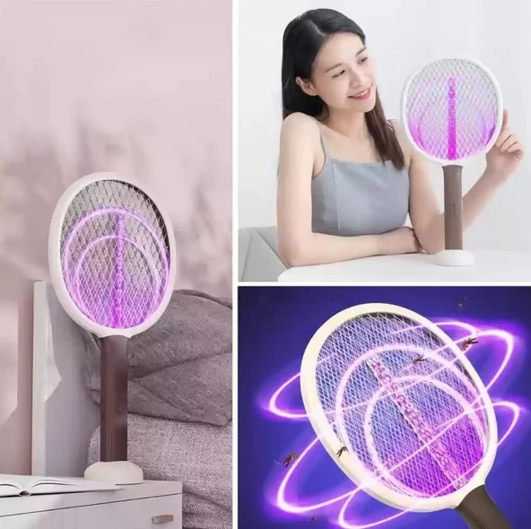 Zhltools Şarjlı Sinek Öldürücü Masaüstü Standlı Mor Işık 43Cm Sinek Kovucu Raket