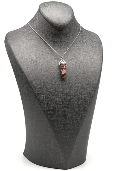 Rodonit Doğal Taş Çivi Model Kolye - Resim 2