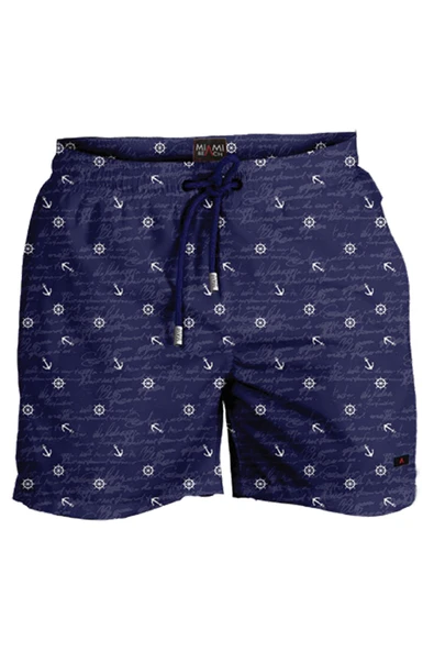 Büyük Beden Su İtici Özellikli Dijital Baskılı Erkek Plaj Deniz Şort Mayo - 271-Lacivert - Resim 4